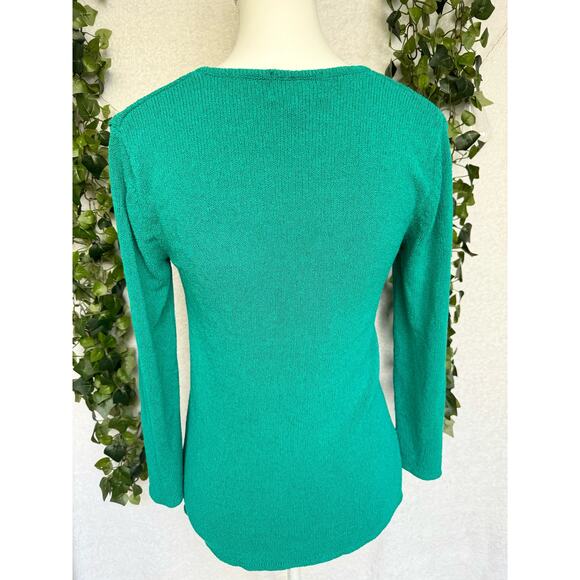 Chico's Design Vintage Rayon Long Sleeve Green Knitted Top Women's 0 Small - Picture 6 of 8